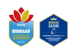 2 logo's van gewonnen prijzen. Gouden Lotus award 2026 en performance onderzoek 2026
